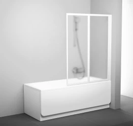 Vonios sienelė RAVAK VS2, 105x140cm balta ir stiklas Grape