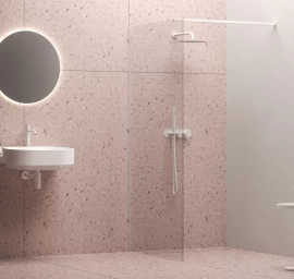 Walk-In Wall Set 100, balta matinė+stiklas Transparent