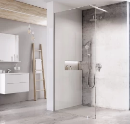 Walk-In Wall Set 140, chromas+stiklas Transparent