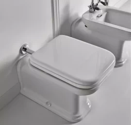 WC dangtis WALDORFF soft close, baltas su auksiniais vyriais, 418701