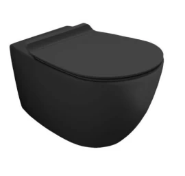 WC pakabinamas Vignoni 48X37 cm su rimless nuplovimo funkcija, juodas matinis, VI28/F85 Nero Matt