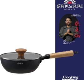 Wok keptuvė su dangčiu aliuminio su keramikos danga 20x7cm HR-SNT-WC20 HEINNER