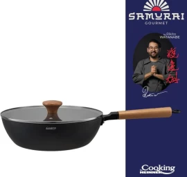 Wok keptuvė su dangčiu aliuminio su keramikos danga 28x8cm HR-SNT-WC28 HEINNER