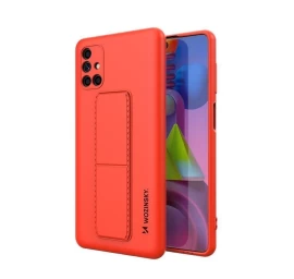 Wozinsky Kickstand Silikoninis Dėklas Su Stovu Samsung Galaxy M51 Raudonos Spalvos