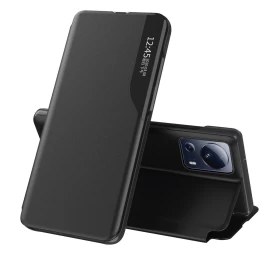 xiaomi 13 Lite Skirtas eco Leather View Dėklas Su Atlenkiamuoju Dangteliu Ir Juodu Stoveliu
