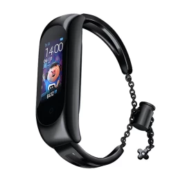 Xiaomi Mi Band 6 / 5 / 4 / 3 Juodos Spalvos Metalinės Apyrankės Grandinėlės Pakaitinis Dirželis Xiaomi Mi Band 6 / 5 / 4 / 3 Juodos Spalvos Metalinės Apyrankės Grandinėlės Pakaitinis Dirželis