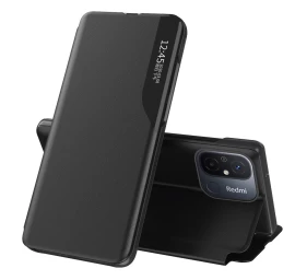 xiaomi Redmi 11a / poco C55 / redmi 12c Skirtas eco Leather View Dėklas Su Stovo Atvartu, Juodas