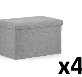 Xl Sulankstomas Pufas - 60x38x38cm Pilkas X 4