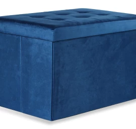 Xl Sulankstomas Pufas Su Sagomis - 60x38x38cm, Aksominis, Tamsiai Mėlynas