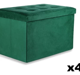 xl Sulankstomas Pufas Su Sagomis - 60x38x38cm Aksominis žalias X 4