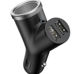 Y Tipo Automobilinis įkroviklis 2x Usb + Cigarečių Pridegiklio Lizdas 3,4a, Juodas