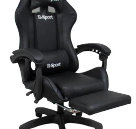žaidimų Fotelis K4 R-sport Black Su Kojų Atrama + Masažuoklis