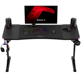 žaidimų Rašomasis Stalas Led Rgb Hero 3.6 Reguliuojamo Aukščio 140x60 Cm - Juodas