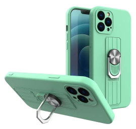 žiedinis Dėklas Silikoninė įmautė Su Pirštų Laikikliu Ir Stovu iphone 11 Pro Mėtų Spalvos