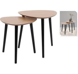 žurnalinis Staliukas Su 3 Kojomis Medinis Stalviršis 2 Vnt.