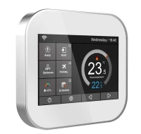 Modbus liečiamas išmanus termostatas su WiFi vandeniu šildomoms grindims, baltas